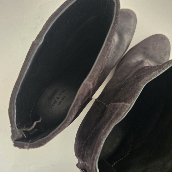 Rag & Bone Classic Newbury Heeled Ankle Boot Asphalt Black Suede Bootie Size 40 - Picture 6 of 11